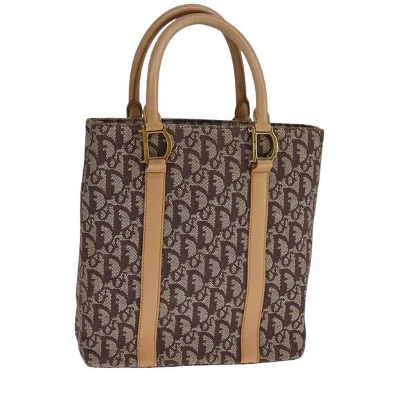 DIOR Trotter Canvas Hand Bag Brown Gold - Picture 1 of 12